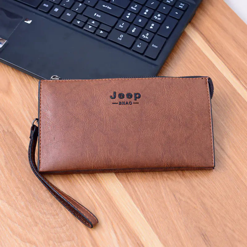 Men's Long Zipper Wallet with Phone and Card Holder
