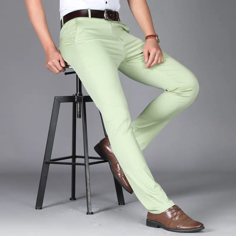 Men's Casual Summer Pants - Slim Fit Stretch Cotton