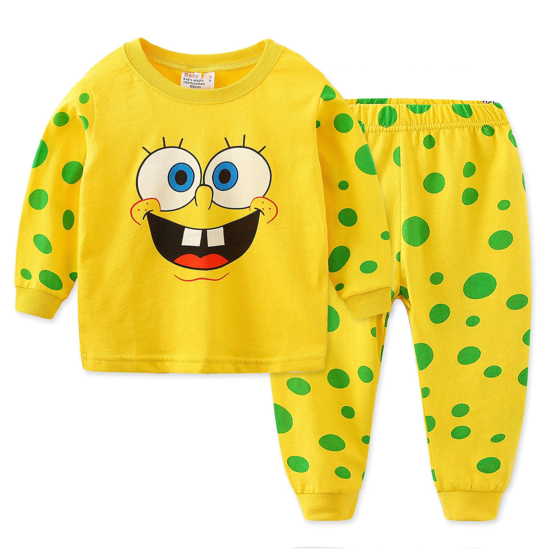 SpongeBob Kids' Cotton Pajamas with Print Design