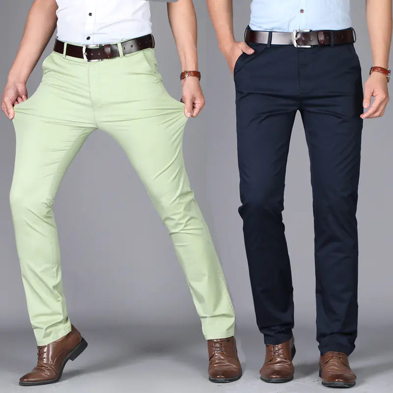 Men's Casual Summer Pants - Slim Fit Stretch Cotton