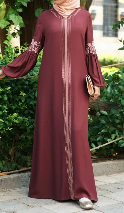 Elegant Long Sleeve Printed Ethnic Style Dress for Women