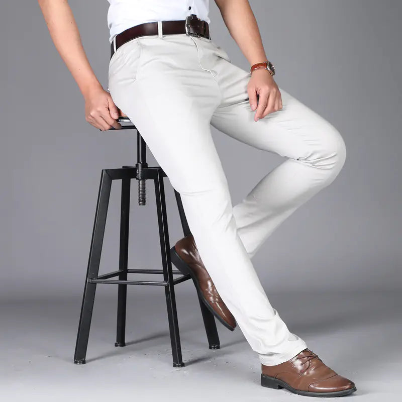 Men's Casual Summer Pants - Slim Fit Stretch Cotton