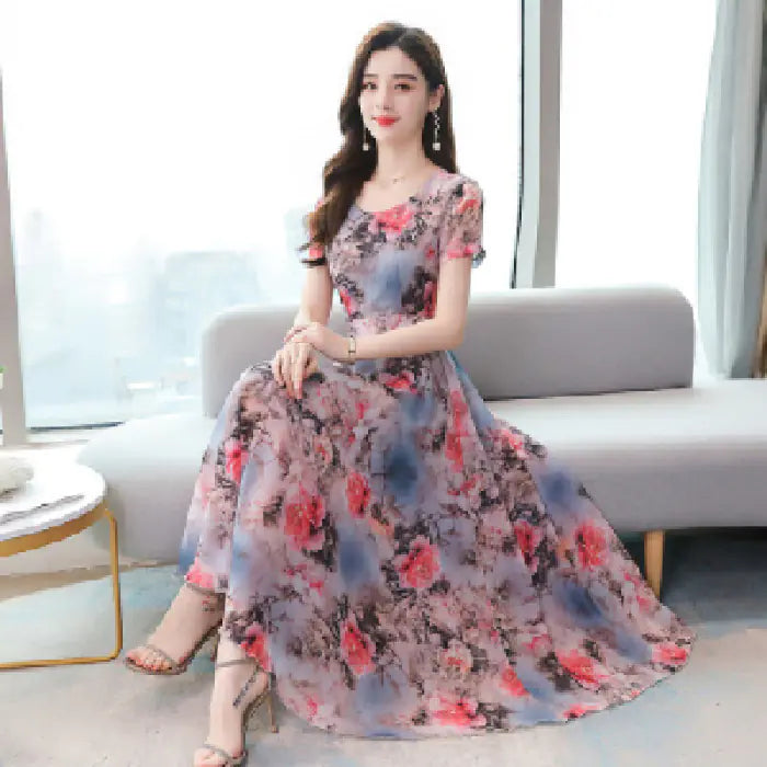Korean Style Printed Summer Dress for Women