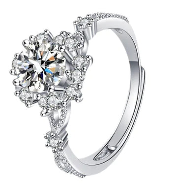 S925 Sterling Silver Ring with Moissanite Gemstone