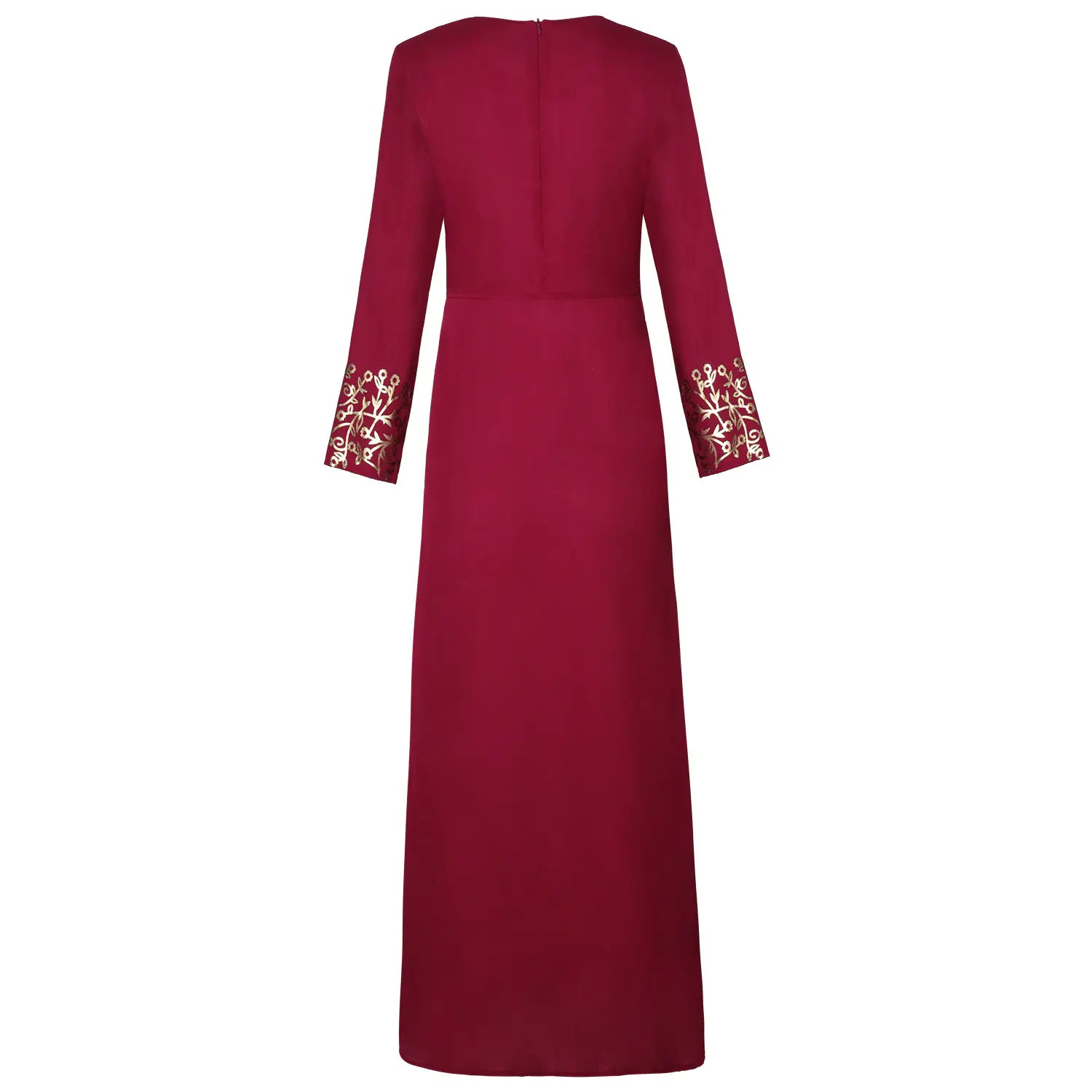 Muslim Robe, Dubai Autumn Winter Dress with Gold Print
