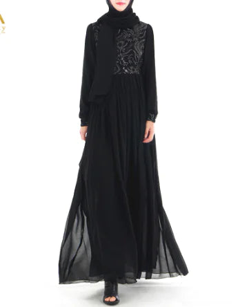 Elegant Lace Sequin Maxi Dress