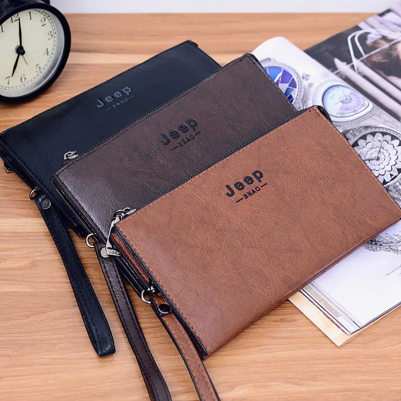 Men's Long Zipper Wallet with Phone and Card Holder