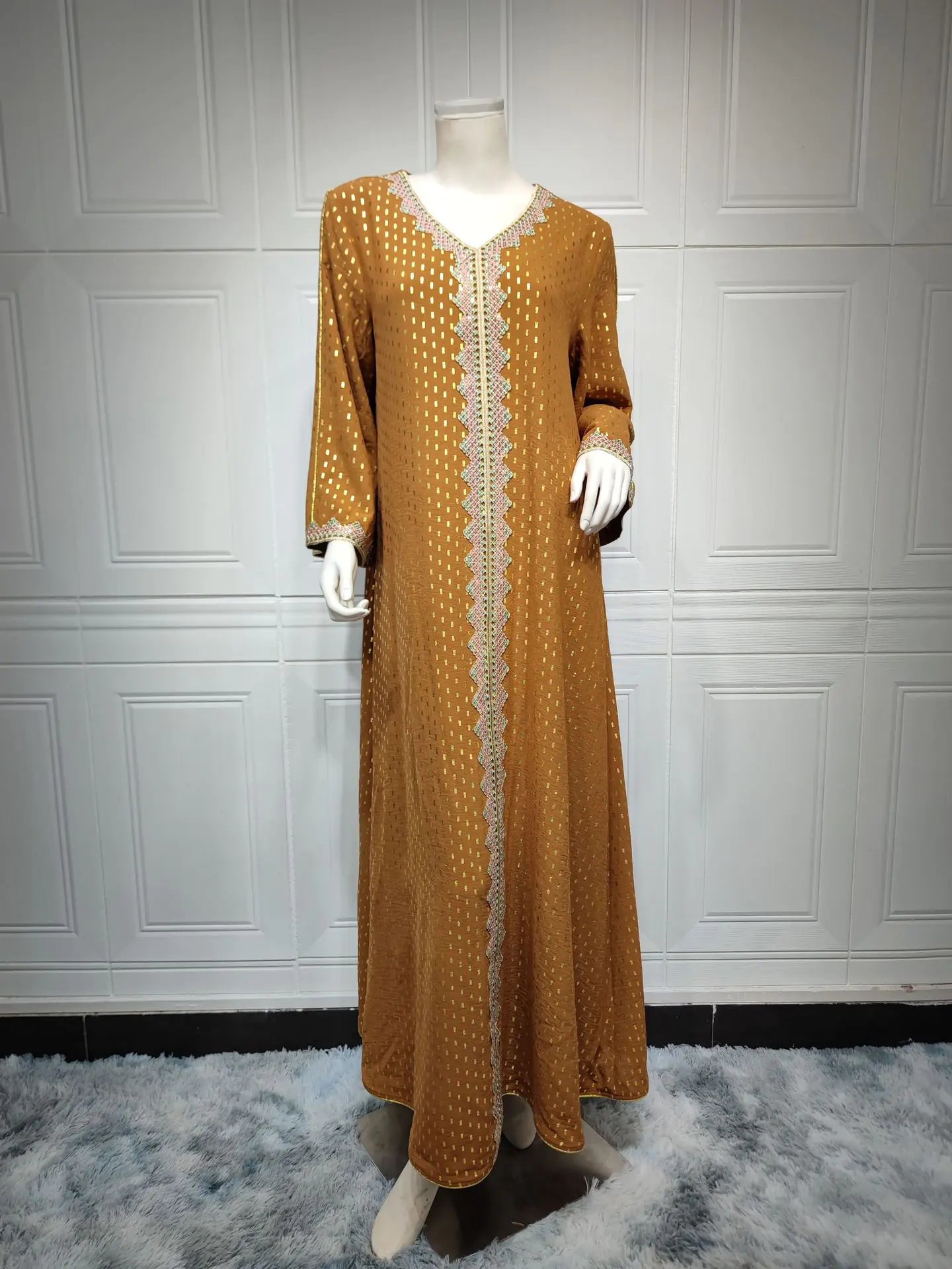 Summer Bronzing Dubai Gown for Muslim Women