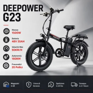 Bici elettrica DEEPOWER G23 1500W fat bike pieghevole nera