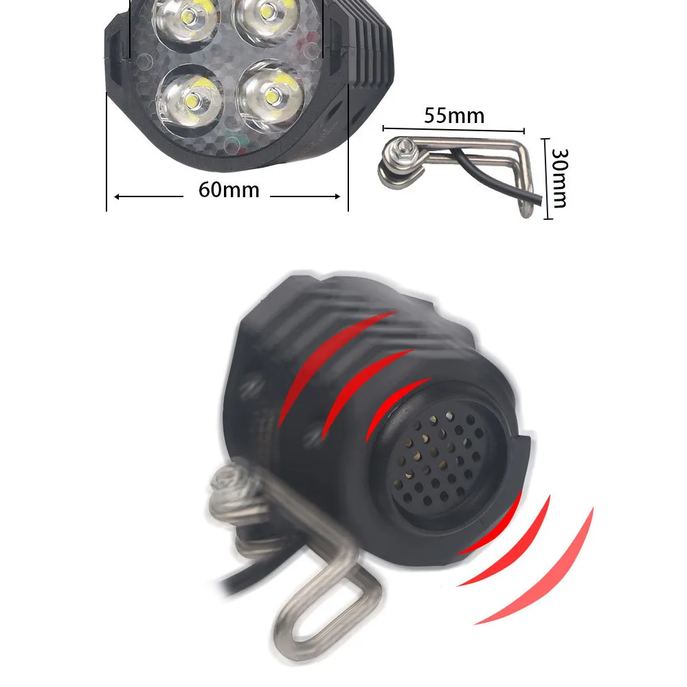 Electric Bicycle Light/ebike Light 12W 36V 48V with Horn Switch Waterproof Flashlight - immagine 2