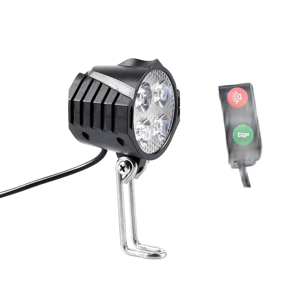 Electric Bicycle Light/ebike Light 12W 36V 48V with Horn Switch Waterproof Flashlight - immagine 7