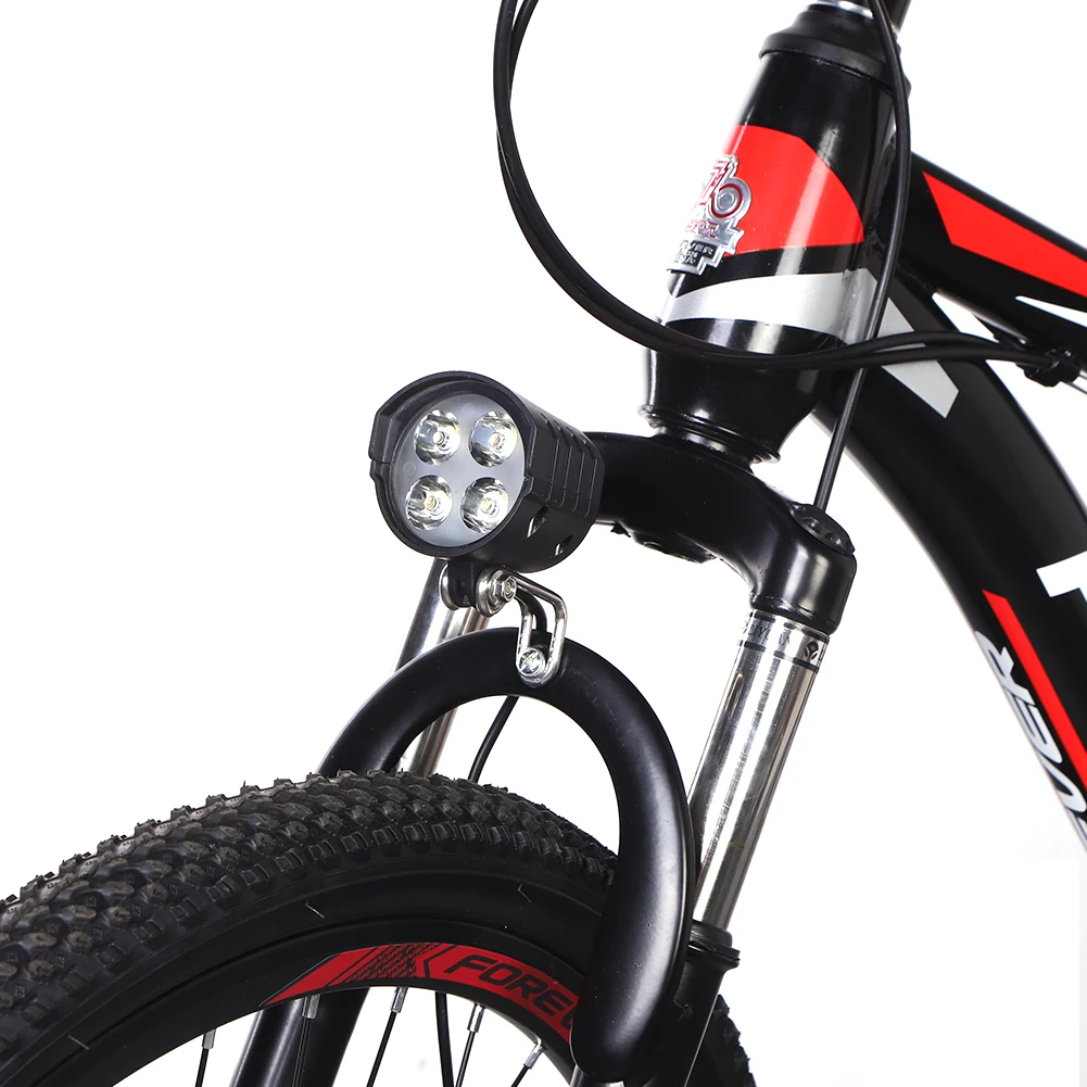 E-Bike Horn Light Electric 36V 48V 60V Bicycle 4 LED Headlight 12W 18W Waterproof 2 in 1 Horn and Light Switch Bicycle Flashligh - immagine 7
