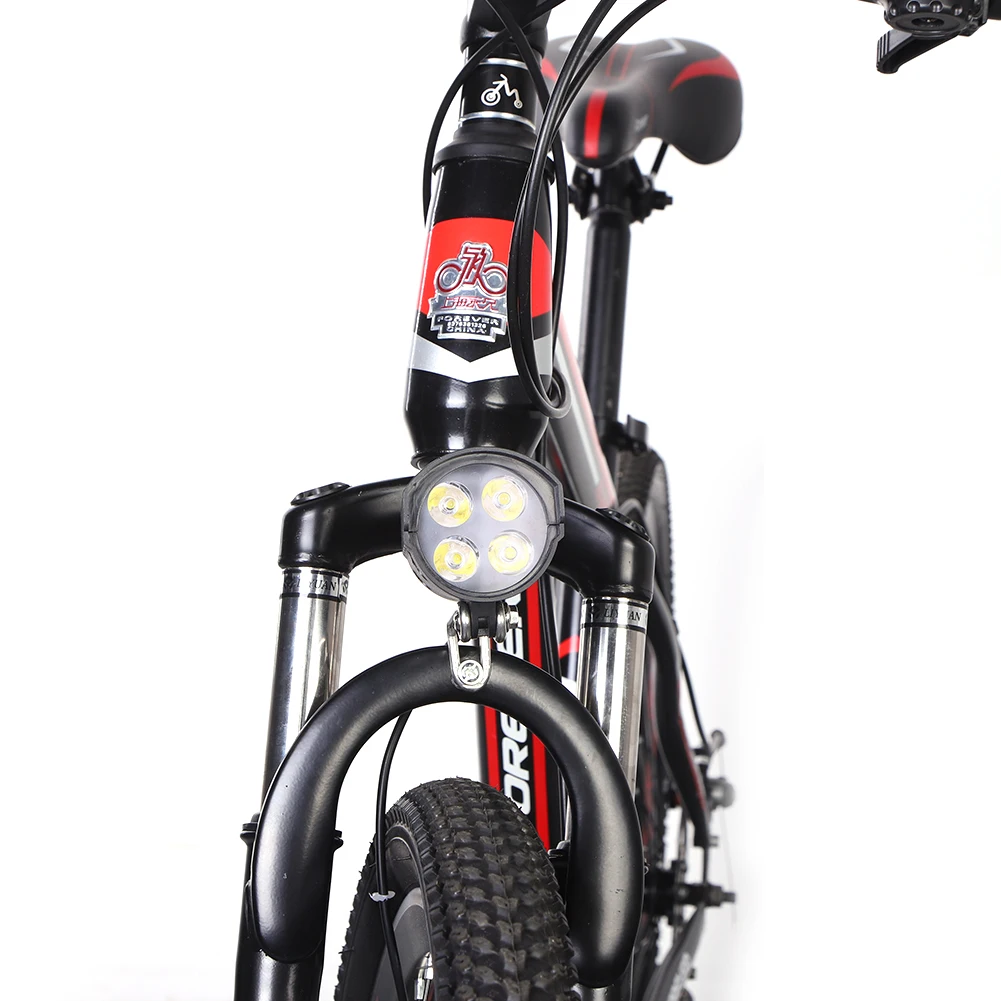 E-Bike Horn Light Electric 36V 48V 60V Bicycle 4 LED Headlight 12W 18W Waterproof 2 in 1 Horn and Light Switch Bicycle Flashligh - immagine 8