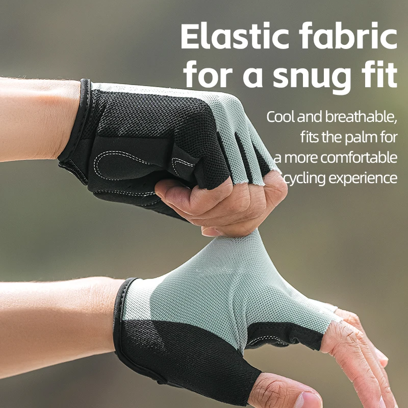 ROCKBROS Bike Gloves Half Finger Summer Breathable Anti-slip SBR Pad Shockproof MTB Road Bicycle Gloves Cycling Shorts Gloves - immagine 4