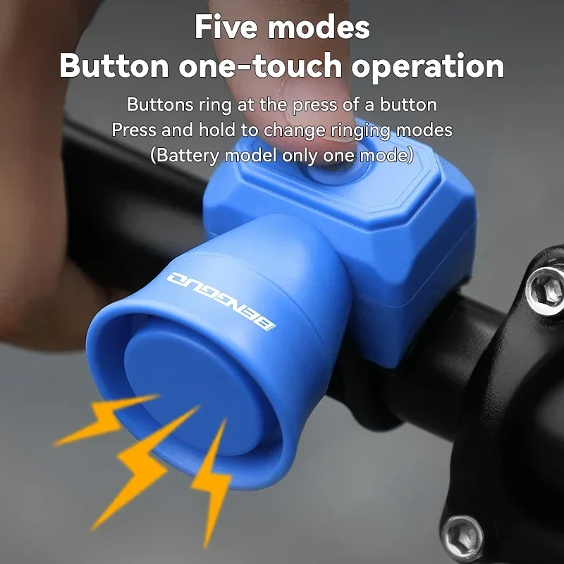 Bicycle Horn Mountain Bike Battery/USB Charging Waterproof Electronic Bike Bell Riding Equipment Children's Scooter Accessories - immagine 5