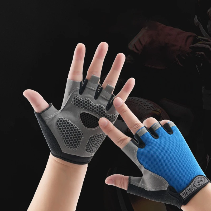 Men Cycling Bicycle Gloves Half Finger Gym Gloves Women Mitten Breathable Anti-slip Glove Fitness Sport Training Gloves - immagine 5