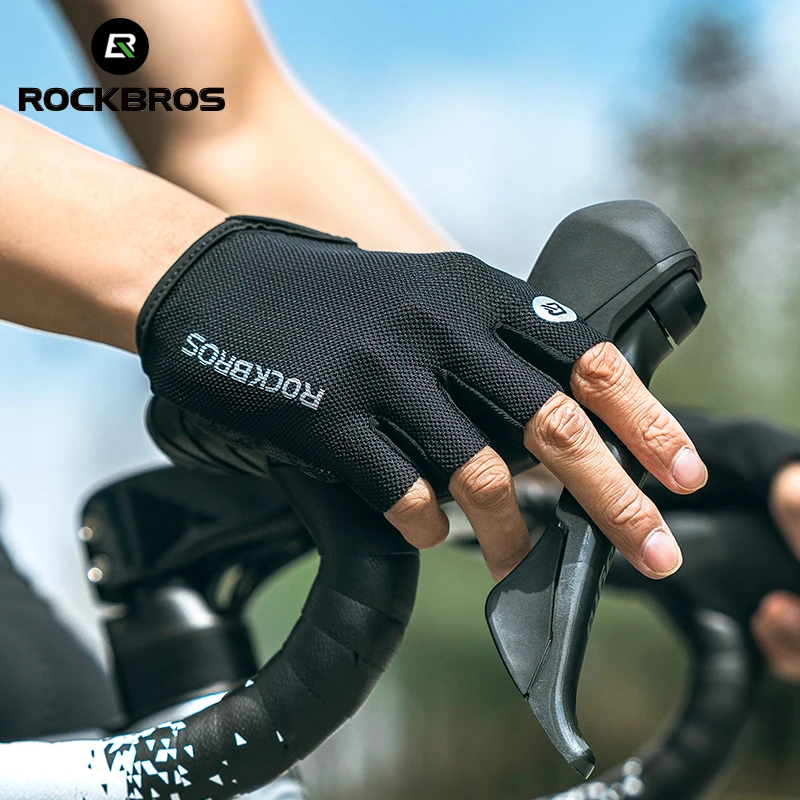 ROCKBROS Bike Gloves Half Finger Summer Breathable Anti-slip SBR Pad Shockproof MTB Road Bicycle Gloves Cycling Shorts Gloves - immagine 2