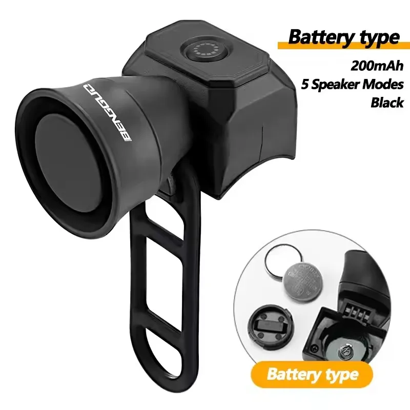 Bicycle Horn Mountain Bike Battery/USB Charging Waterproof Electronic Bike Bell Riding Equipment Children's Scooter Accessories - immagine 7