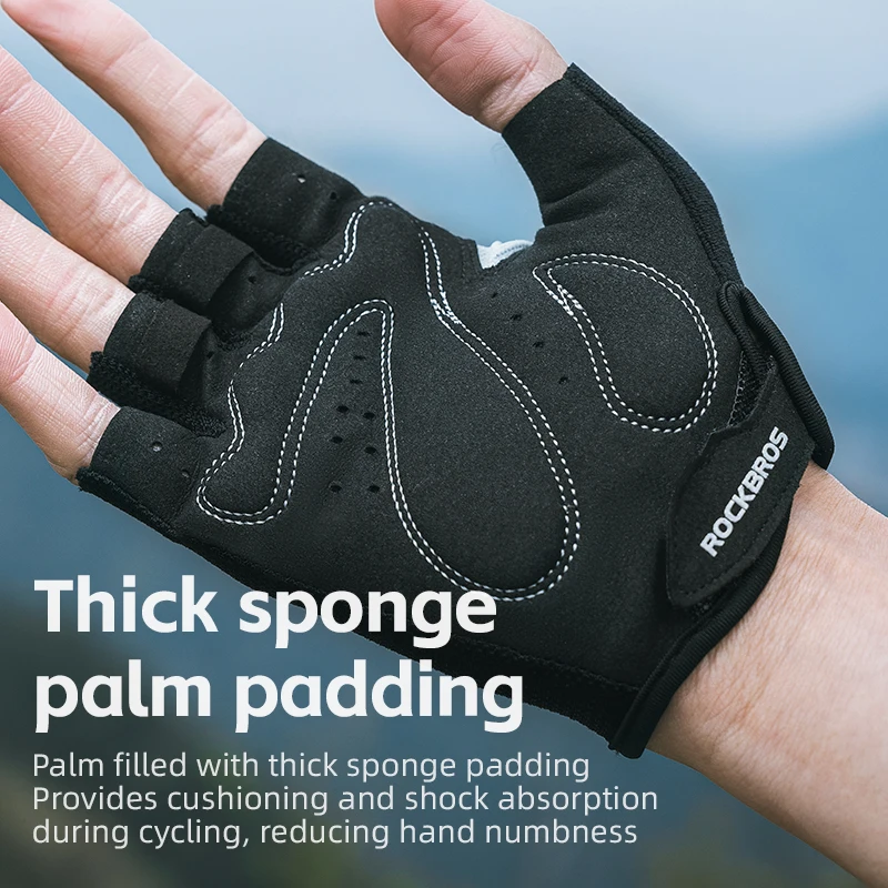 ROCKBROS Bike Gloves Half Finger Summer Breathable Anti-slip SBR Pad Shockproof MTB Road Bicycle Gloves Cycling Shorts Gloves - immagine 3