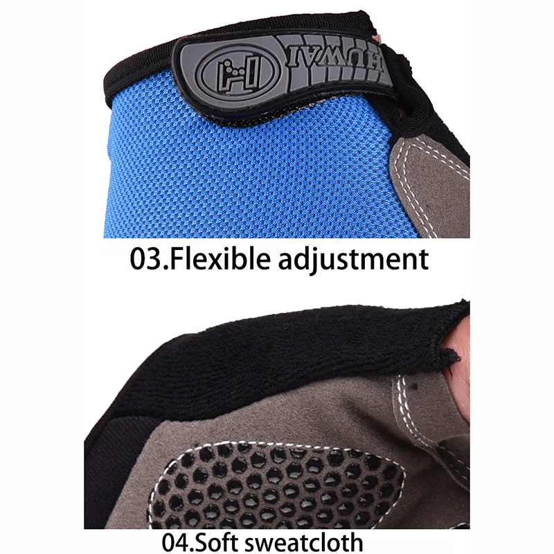 Men Cycling Bicycle Gloves Half Finger Gym Gloves Women Mitten Breathable Anti-slip Glove Fitness Sport Training Gloves - immagine 3