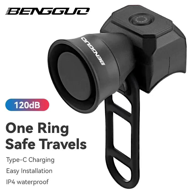 Bicycle Horn Mountain Bike Battery/USB Charging Waterproof Electronic Bike Bell Riding Equipment Children's Scooter Accessories - immagine 2