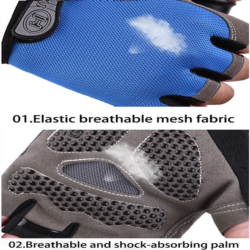 Men Cycling Bicycle Gloves Half Finger Gym Gloves Women Mitten Breathable Anti-slip Glove Fitness Sport Training Gloves - immagine 2